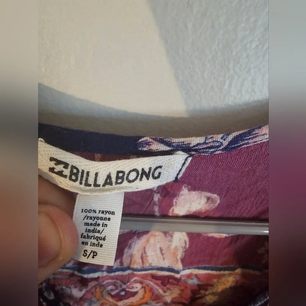 Billabong Just Like You Boho Blue and Pink Floral Pattern Tunic Mini Dress - Picture 4 of 6